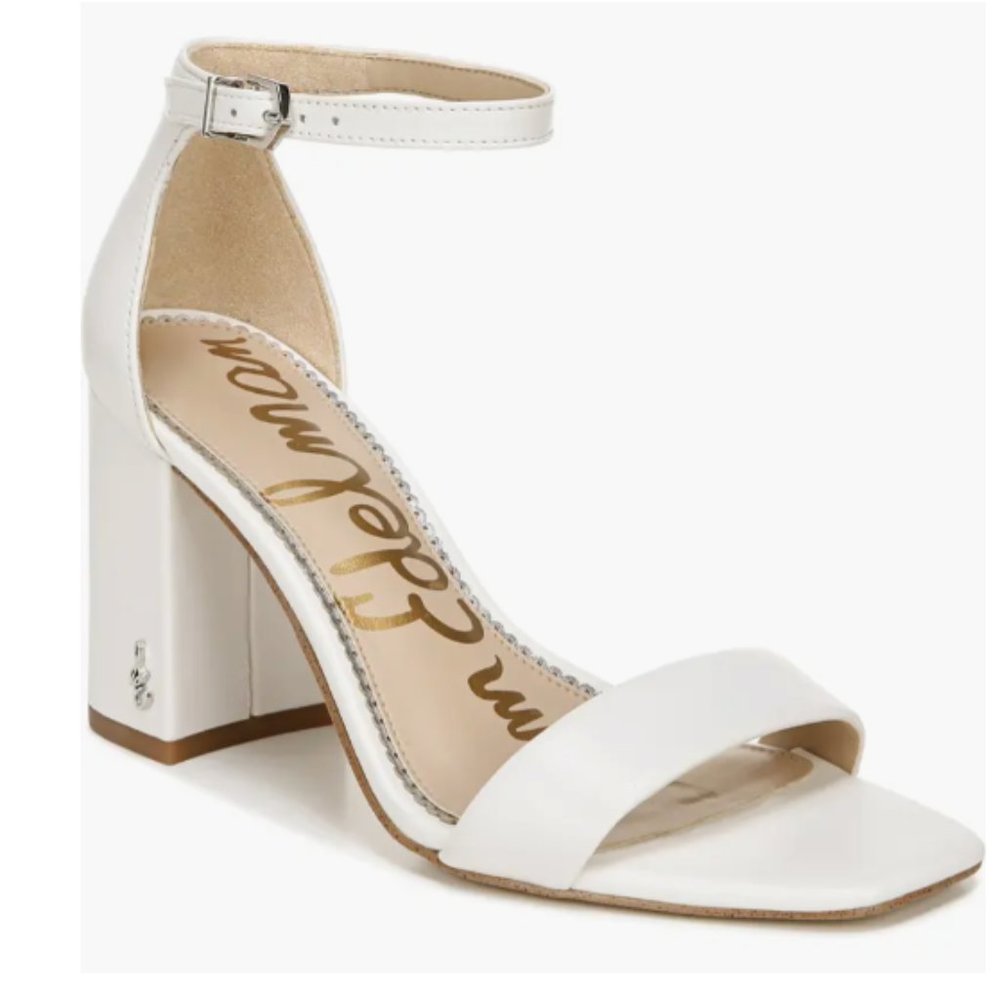 Sam Edelman Women's Daniella Bright White Ankle Strap Heels Size 7.5